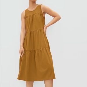 Everlane The Weekend Tiered Dress Amber Orange Cotton Lightweight Size S